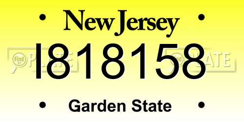 I818158 New Jersey License Plate