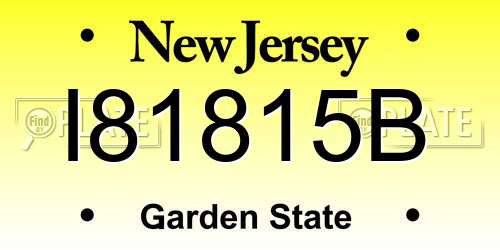 I81815B New Jersey License Plate