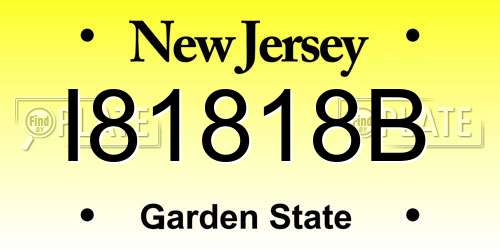 I81818B New Jersey License Plate