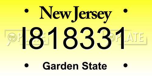 I818331 New Jersey License Plate