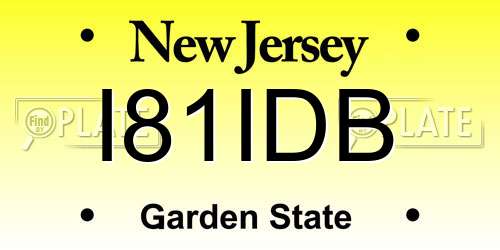 I81IDB New Jersey License Plate