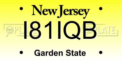 I81IQB New Jersey License Plate