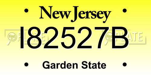 I82527B New Jersey License Plate