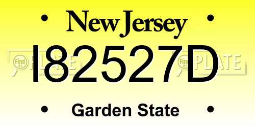 I82527D New Jersey License Plate