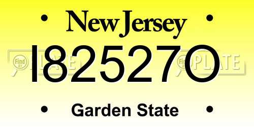 I82527O New Jersey License Plate