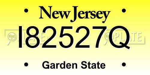 I82527Q New Jersey License Plate
