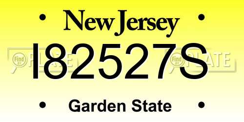 I82527S New Jersey License Plate