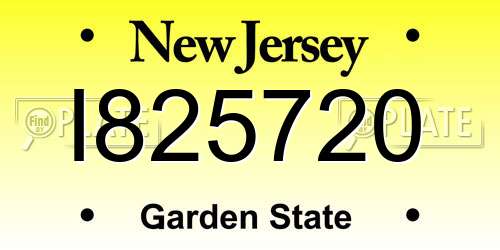I825720 New Jersey License Plate