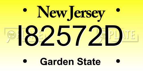 I82572D New Jersey License Plate