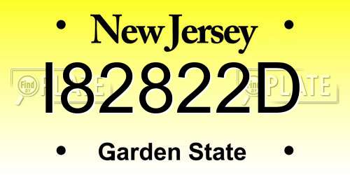 I82822D New Jersey License Plate