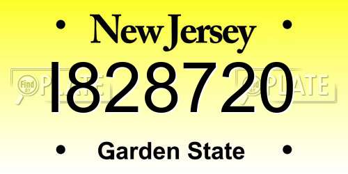 I828720 New Jersey License Plate
