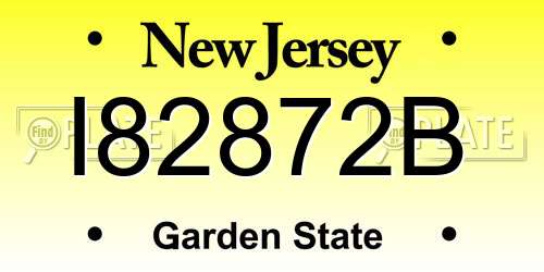 I82872B New Jersey License Plate