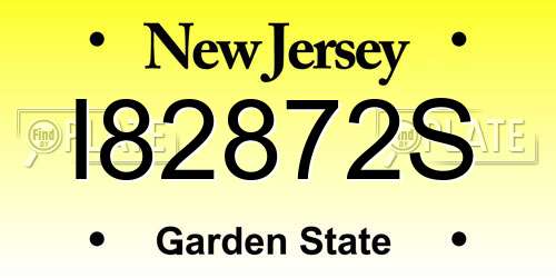 I82872S New Jersey License Plate