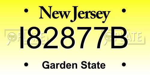 I82877B New Jersey License Plate