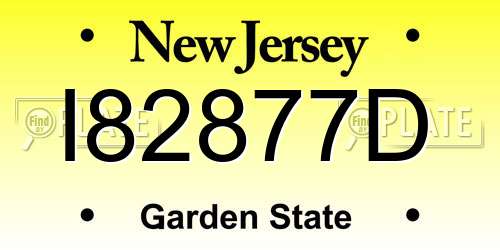 I82877D New Jersey License Plate