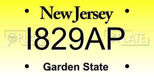 I829AP New Jersey License Plate