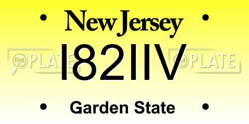 I82IIV New Jersey License Plate