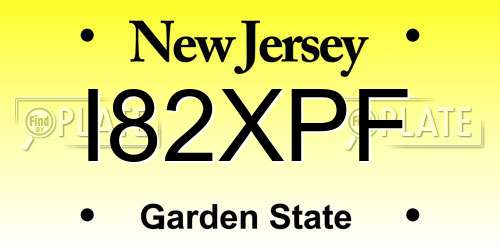 I82XPF New Jersey License Plate