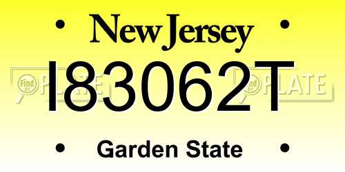 I83062T New Jersey License Plate
