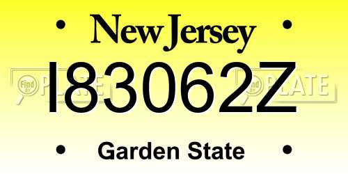 I83062Z New Jersey License Plate