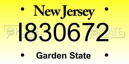 I830672 New Jersey License Plate