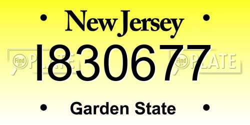 I830677 New Jersey License Plate