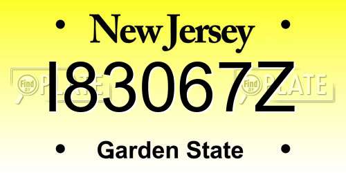 I83067Z New Jersey License Plate