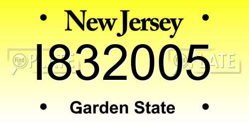 I832005 New Jersey License Plate