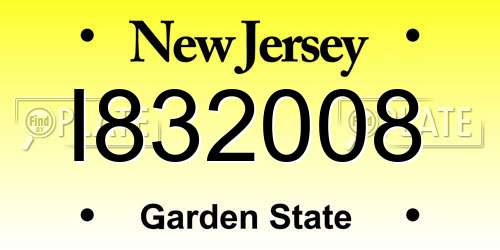 I832008 New Jersey License Plate