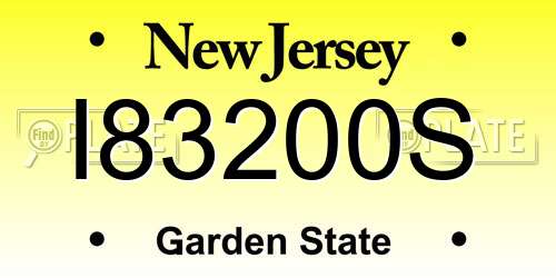 I83200S New Jersey License Plate