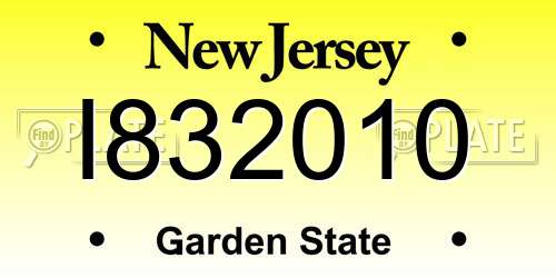 I832010 New Jersey License Plate