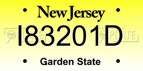 I83201D New Jersey License Plate