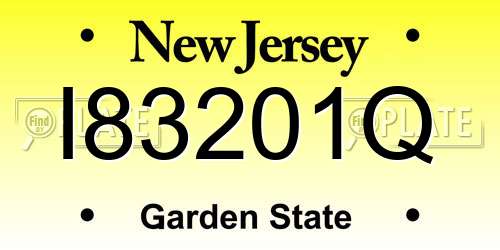 I83201Q New Jersey License Plate