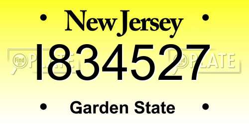 I834527 New Jersey License Plate