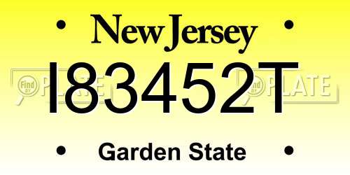 I83452T New Jersey License Plate