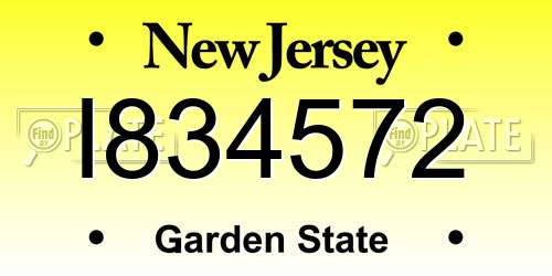 I834572 New Jersey License Plate