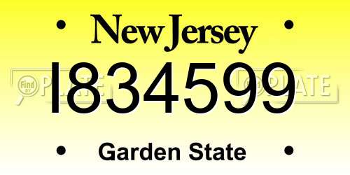 I834599 New Jersey License Plate