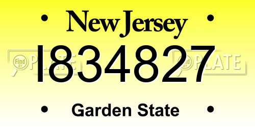 I834827 New Jersey License Plate