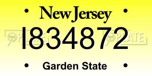 I834872 New Jersey License Plate