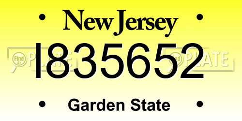 I835652 New Jersey License Plate