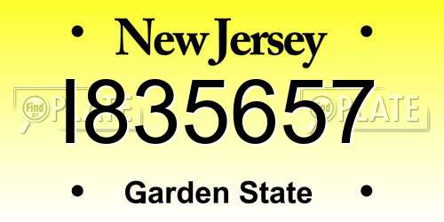 I835657 New Jersey License Plate