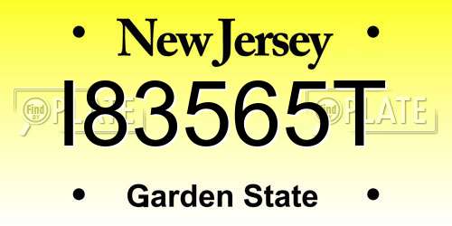 I83565T New Jersey License Plate