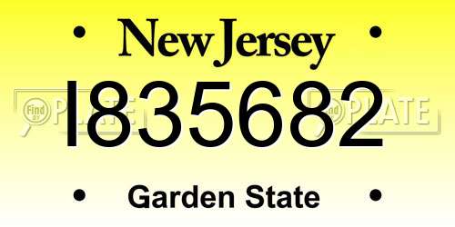 I835682 New Jersey License Plate