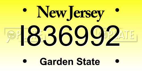 I836992 New Jersey License Plate