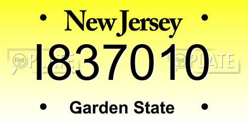 I837010 New Jersey License Plate