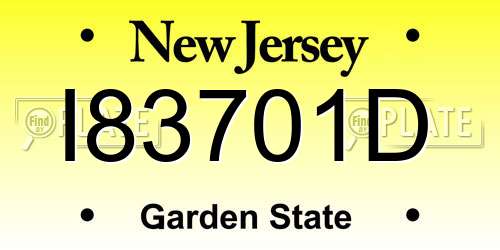 I83701D New Jersey License Plate