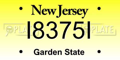 I8375I New Jersey License Plate