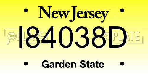 I84038D New Jersey License Plate