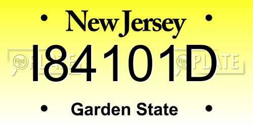 I84101D New Jersey License Plate