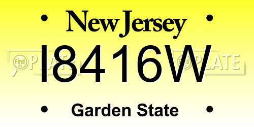 I8416W New Jersey License Plate